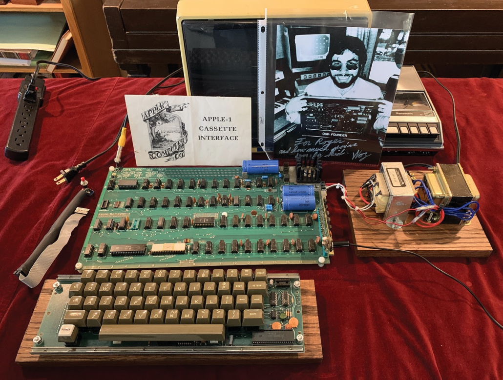 The Apple-1 computer pictured with its accoutrements, est. $450,000-$500,000