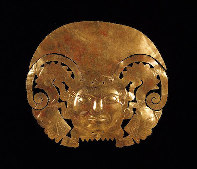 14K gold alloy frontal adornment from an Andean headdress, dating between year 1 and year 800. Photo courtesy of World Heritage Exhibitions