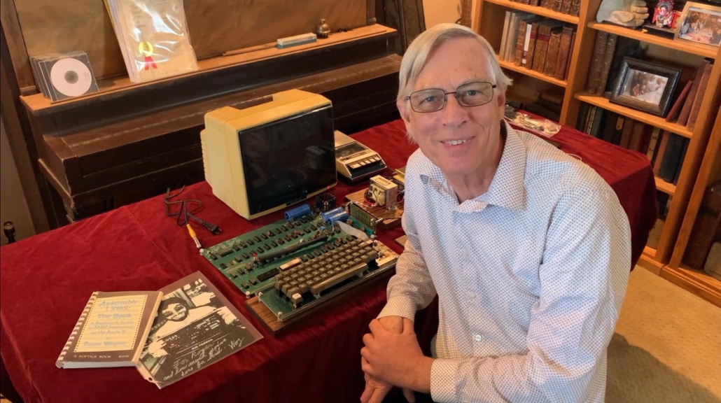 Roger Wagner, pictured with the Apple-1 computer.