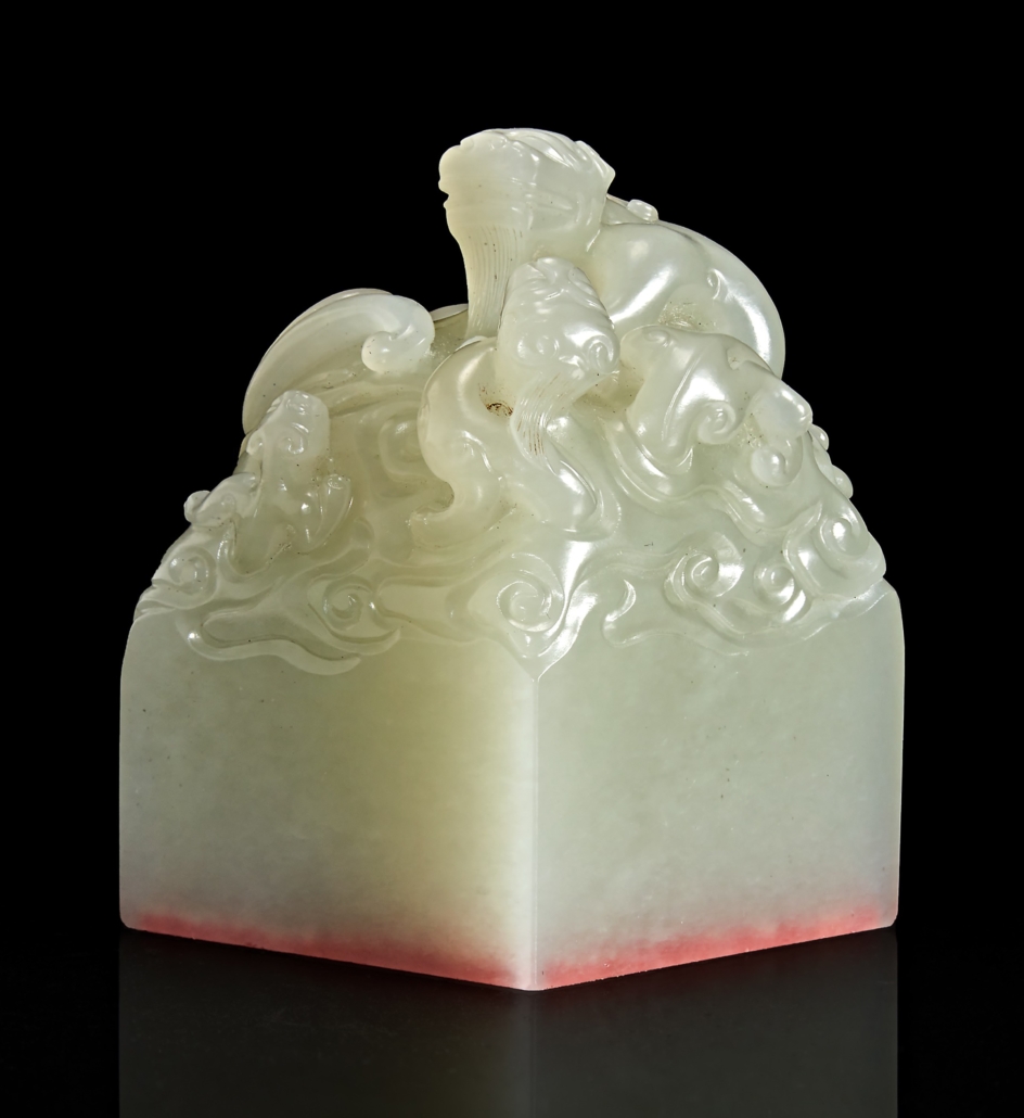 Imperial Qianlong celadon-white jade seal, est. $300,000-$500,000