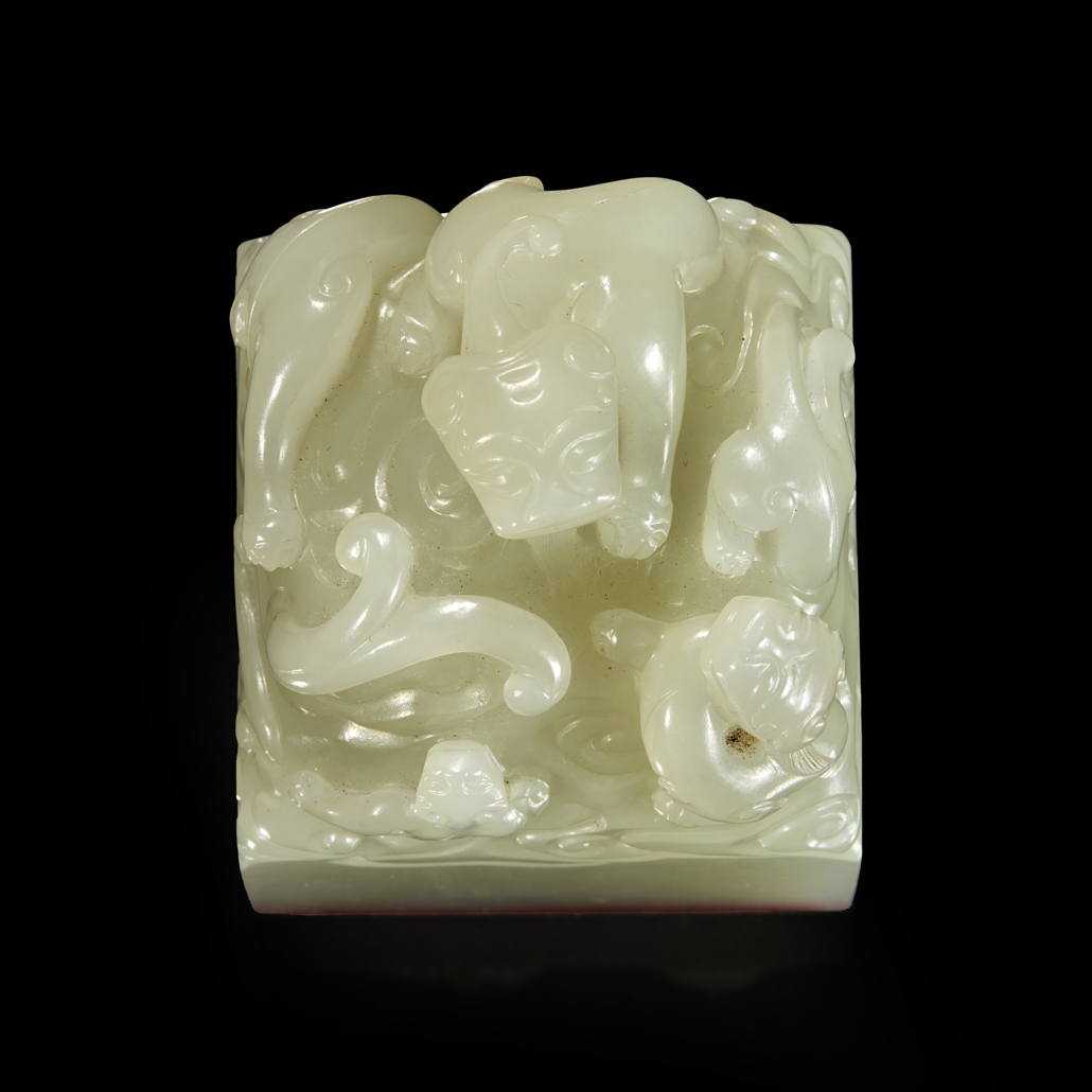 Overhead view of the Imperial jade seal, est. $300,000-$500,000