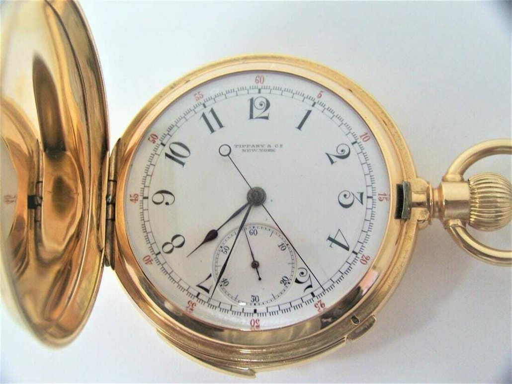 Antique 18K Tiffany & Co minute repeater chronograph by Patek Philippe, est. $36,000-$43,000