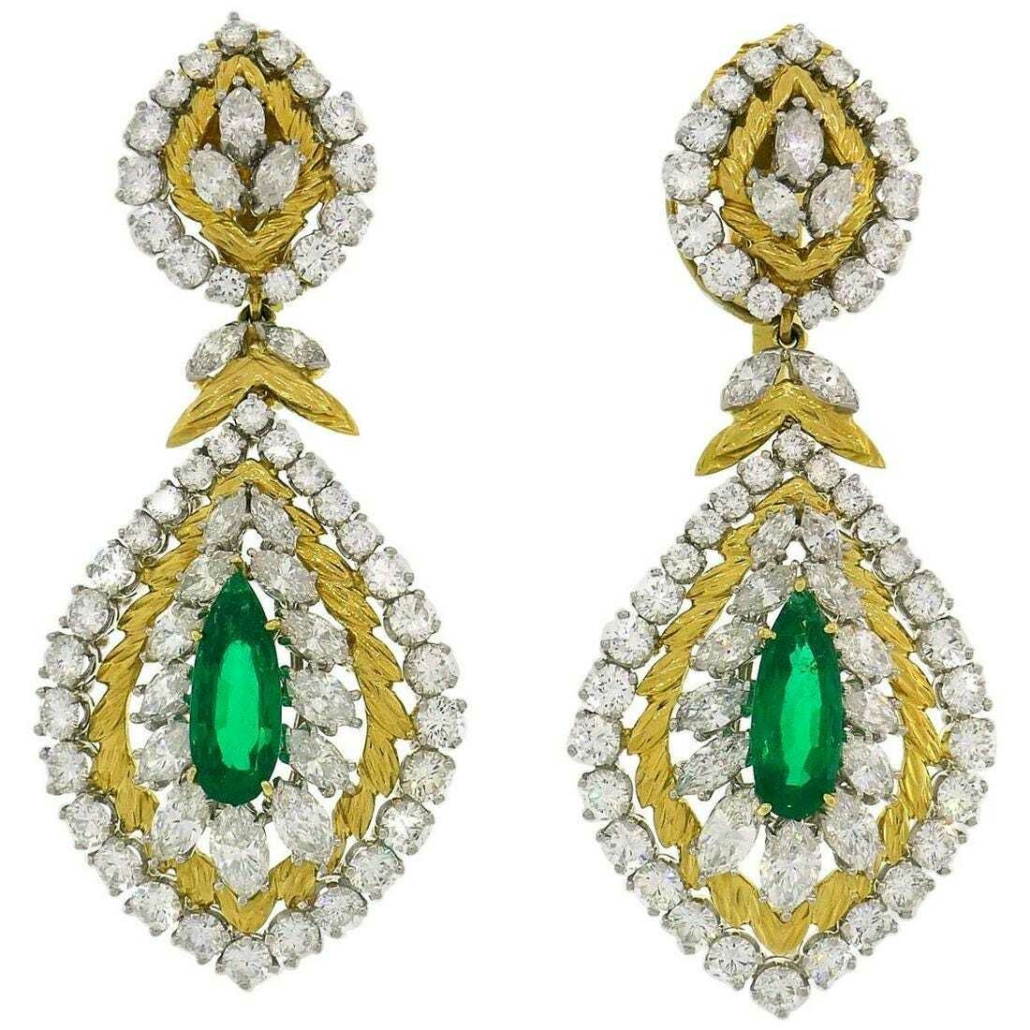 18K gold, emerald and diamond Day and Night earrings by David Webb, est. $105,000-$126,000