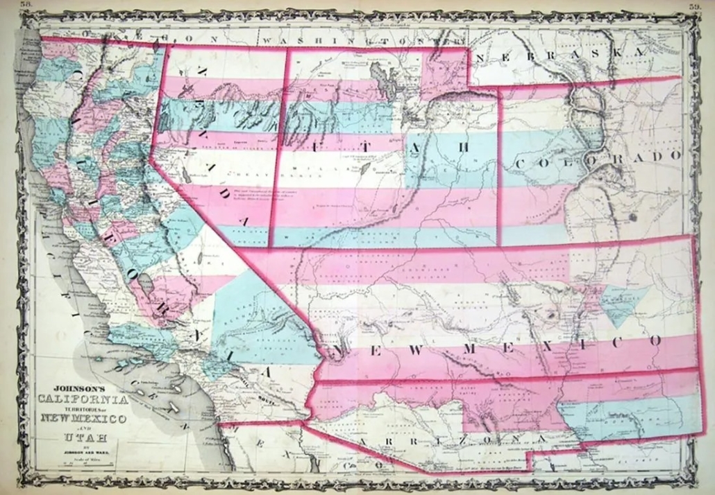  1862 map of the American southwest, est. $350-$385