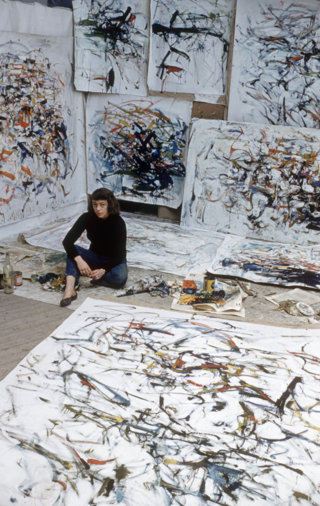 Joan Mitchell in her studio at 77 rue Daguerre, Paris, 1956; photo: Loomis Dean/The LIFE Picture Collection/Shutterstock