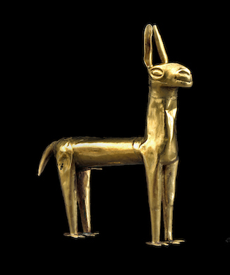 Miniature gold figure of a llama, Peru, Inca, about 1500. © 2021 The Trustees of the British Museum