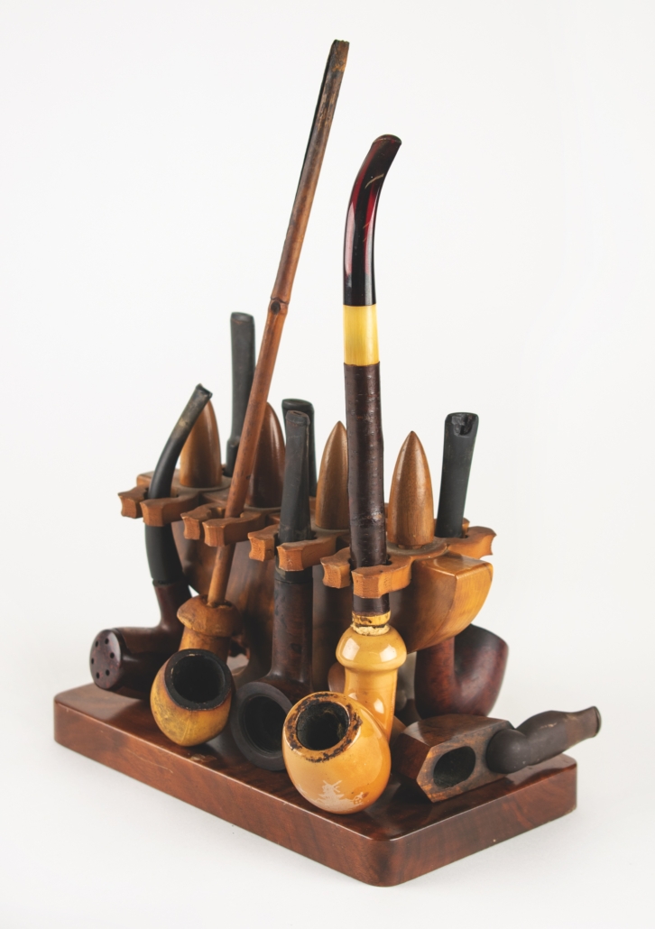 Collection of Albert Einstein-owned pipes with stand, est. $50,000-$60,000