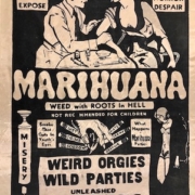 Silk banner from 1935 advertising the exploitation film Marijuana, est. $500-$1,000