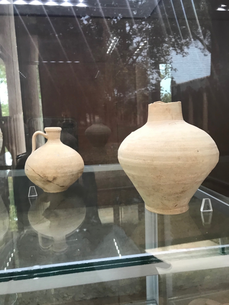 In the Palestra Grande, which was once a large gym used for training young athletes, locally-made jugs are among the excavated objects on display. Photo credit Andrea Valluzzo