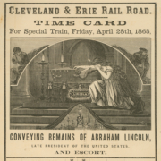 Illustration from a broadside featuring a detailed schedule for the funeral train that carried Lincoln’s body back to Springfield, Illinois, one of several thousand items that will be digitized as part of the project. Image courtesy of the Abraham Lincoln Presidential Library and Museum
