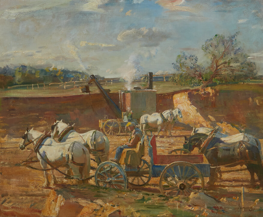 Sir Alfred Munnings, ‘Making a Polo Ground at Princemere,’ est. $100,000-$150,000