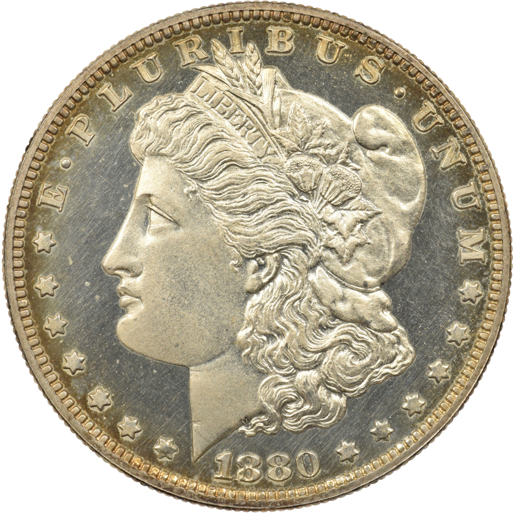 1880 Morgan dollar, Proof-65, $10,000. Image courtesy of Skinner, Inc.
