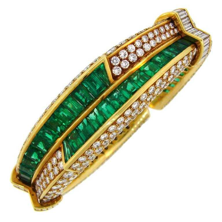 Harry Winston emerald and diamond bangle bracelet, est. $109,000-$131,000