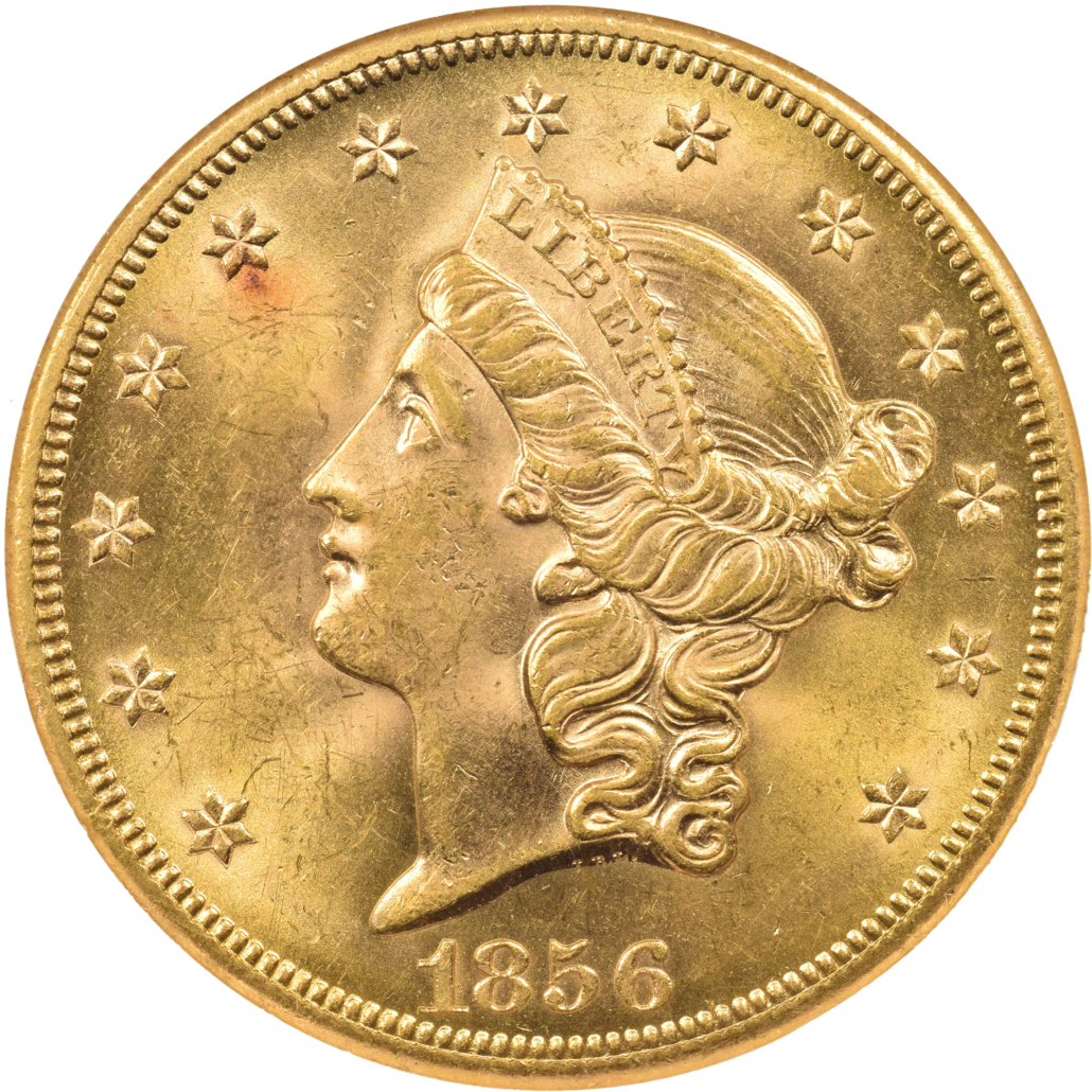 1856-S double eagle, $11,250. Image courtesy of Skinner, Inc.