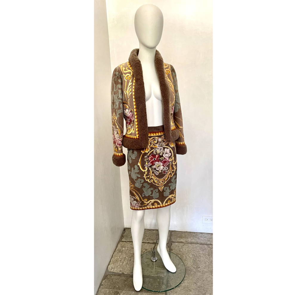 Vintage Valentino shearling jacket with matching suede skirt, est. $100-$4,000