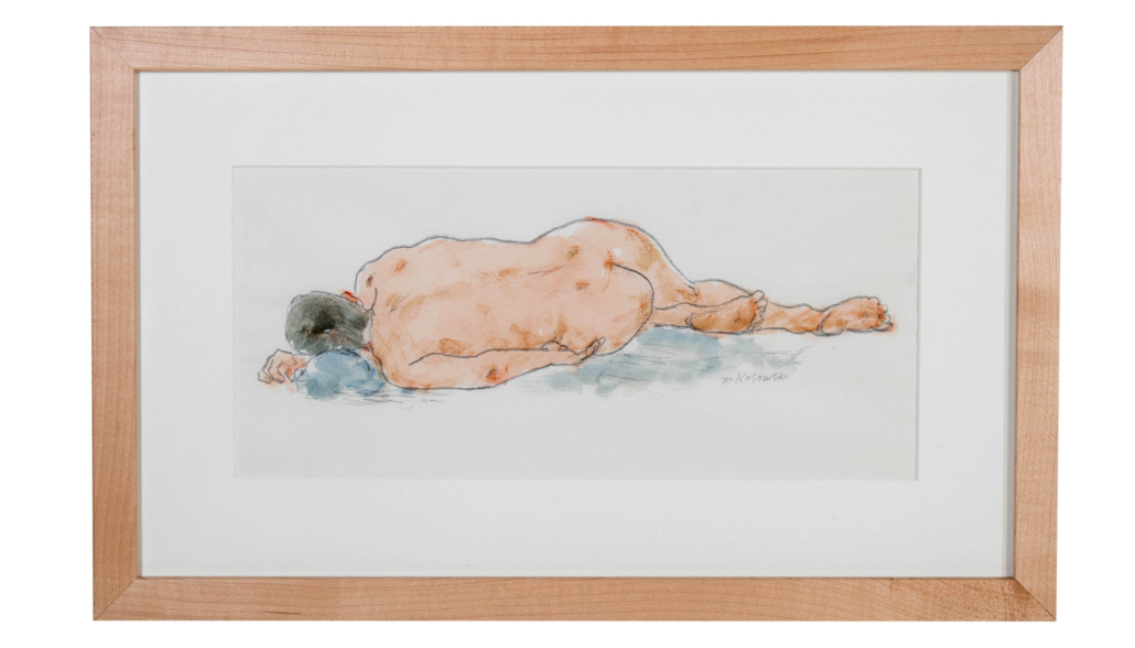 Mary Kosowski watercolor of a male nude, est. $100-$500