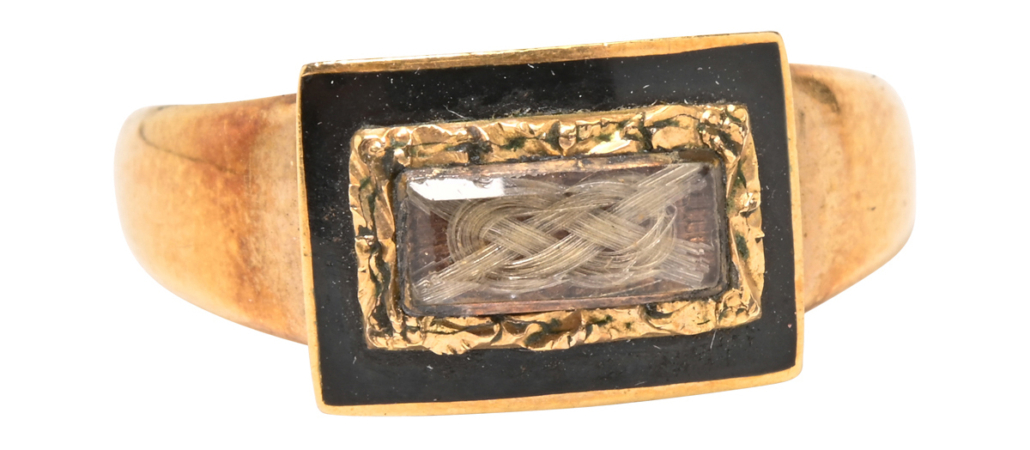Gold ring set with strands of George Washington’s hair, $5,400