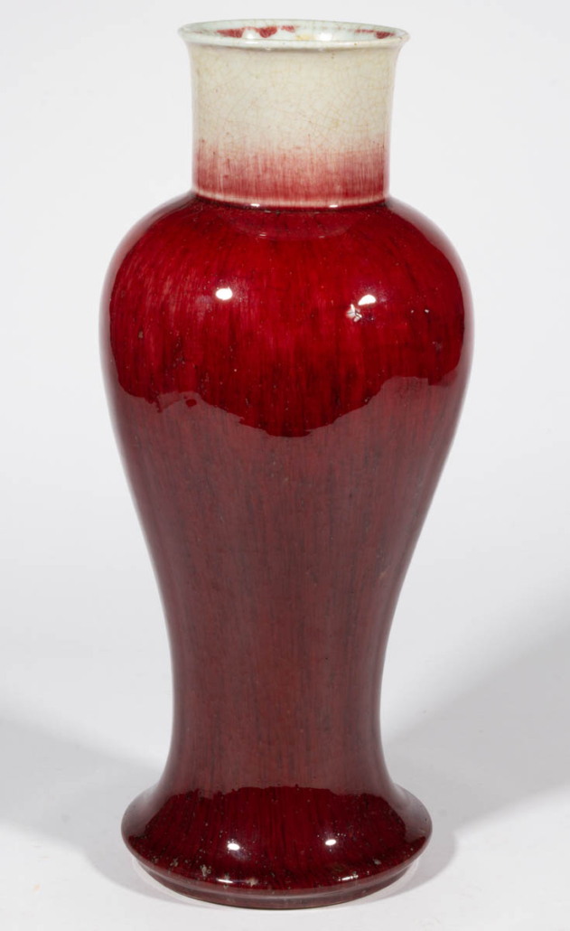 18th-century Chinese oxblood / sang de boeuf porcelain vase, est. $5,000-$8,000
