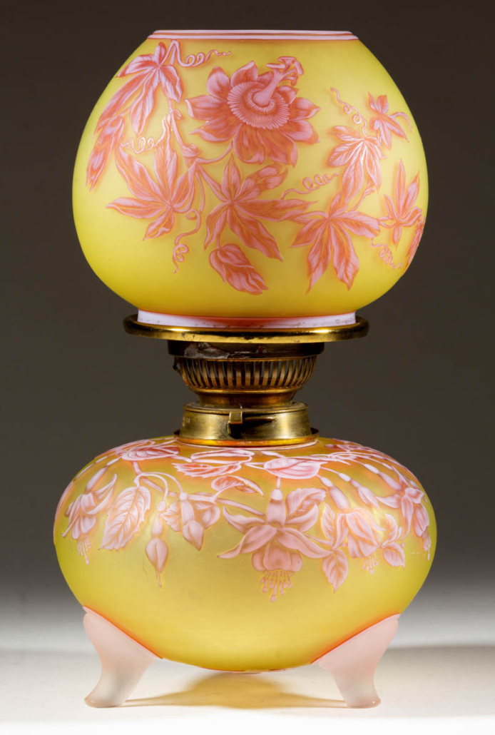 Signed Webb & Sons cameo floral junior lamp, est. $4,000-$6,000