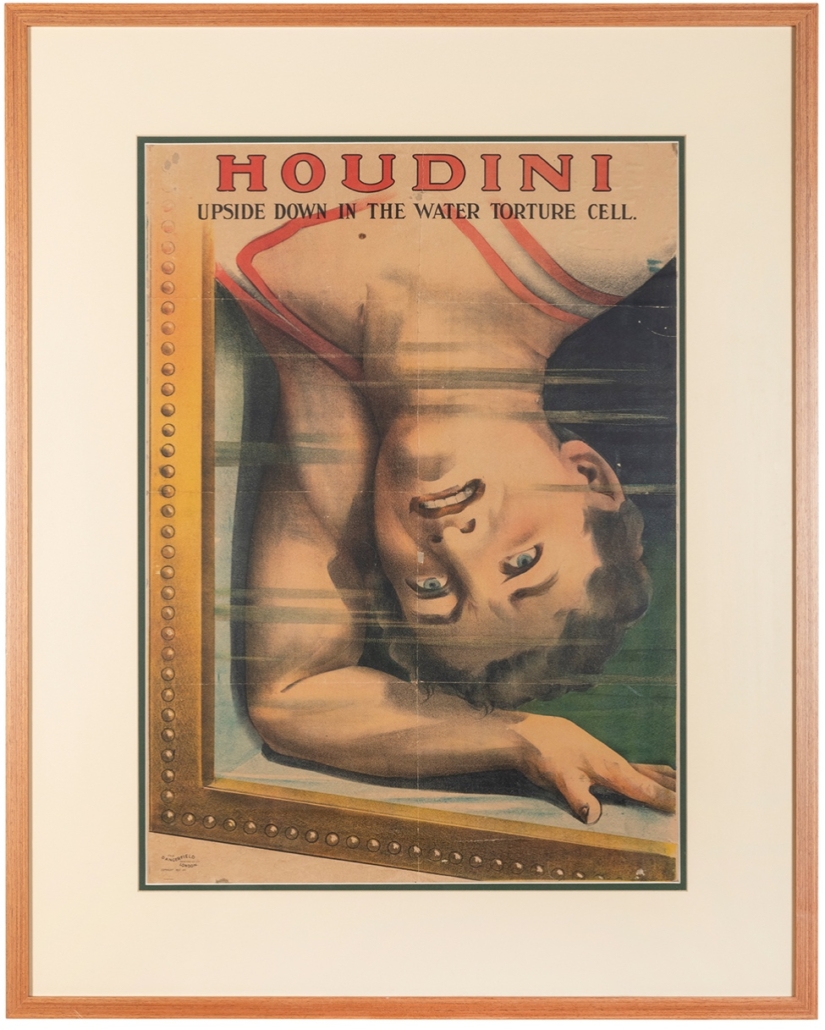1912 broadside ‘Houdini Upside Down in the Water Torture Cell,’ est. $30,000-$60,000