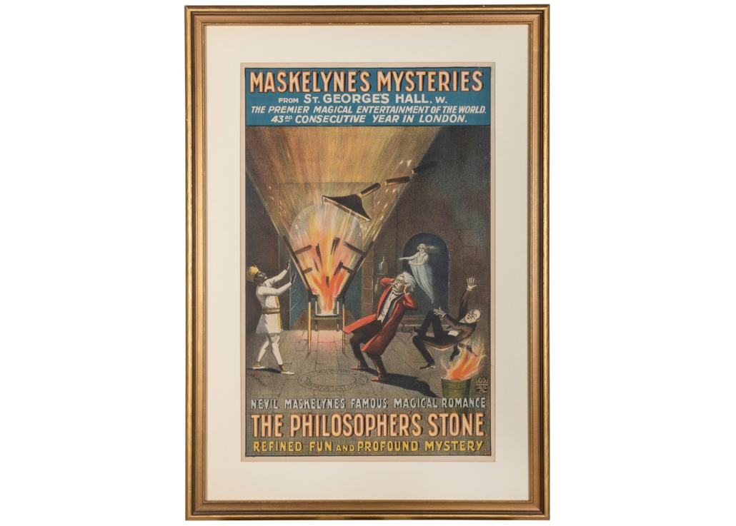  Circa-1907 lithograph ‘Maskelyne’s Mysteries. The Philosopher’s Stone,’ est. $6,000-$9,000