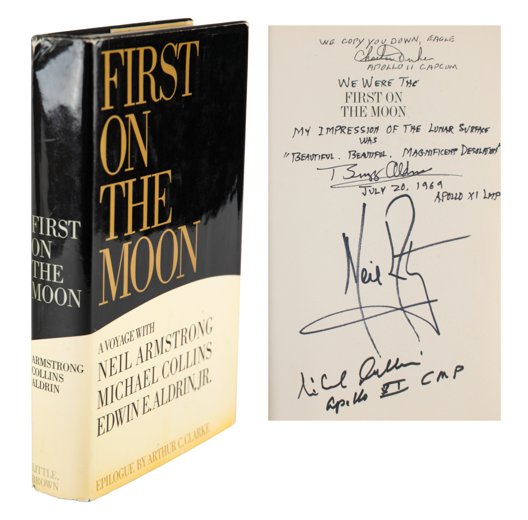 Apollo 11 First on the Moon book, signed by its crew members, $41,721