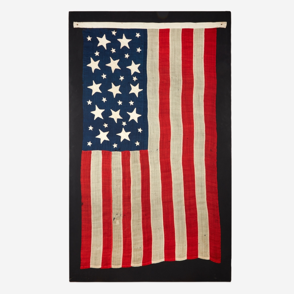13-star American national flag with 21 scattered stars, est. $25,000-$50,000