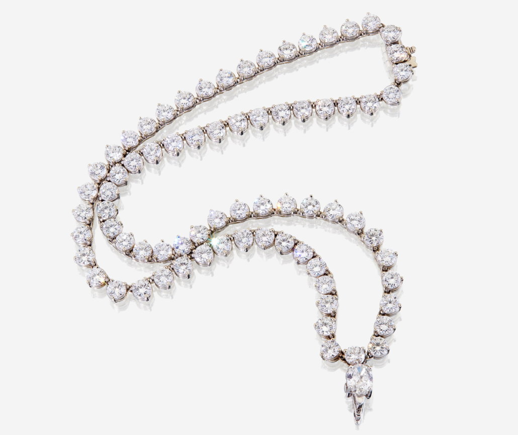 Diamond and 14K white gold riviere necklace, $25,200