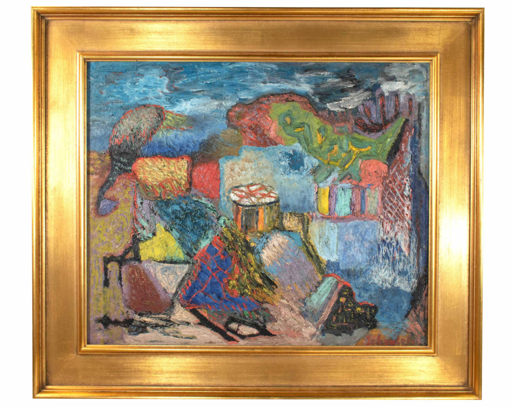Max Schnitzler untitled abstract oil on burlap, est. $2,000-$3,000