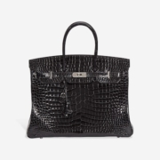 Shiny black Crocodile Porosus Hermes Birkin 35 bag, est. $25,000-$40,000
