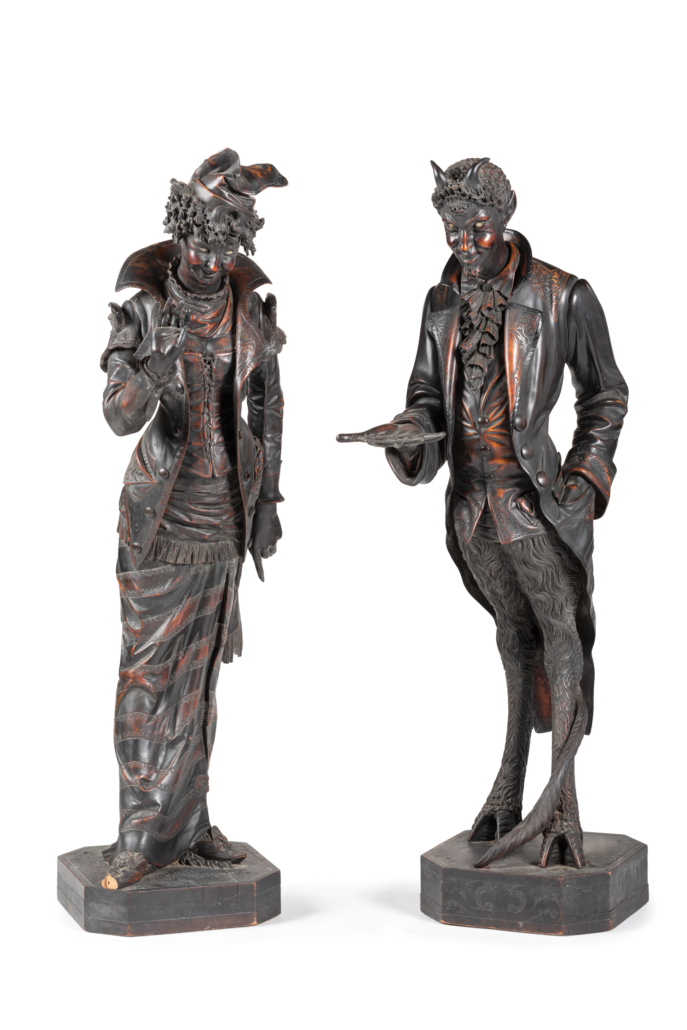 ‘Mr. and Mrs. Devil’ wood sculptures, $34,375