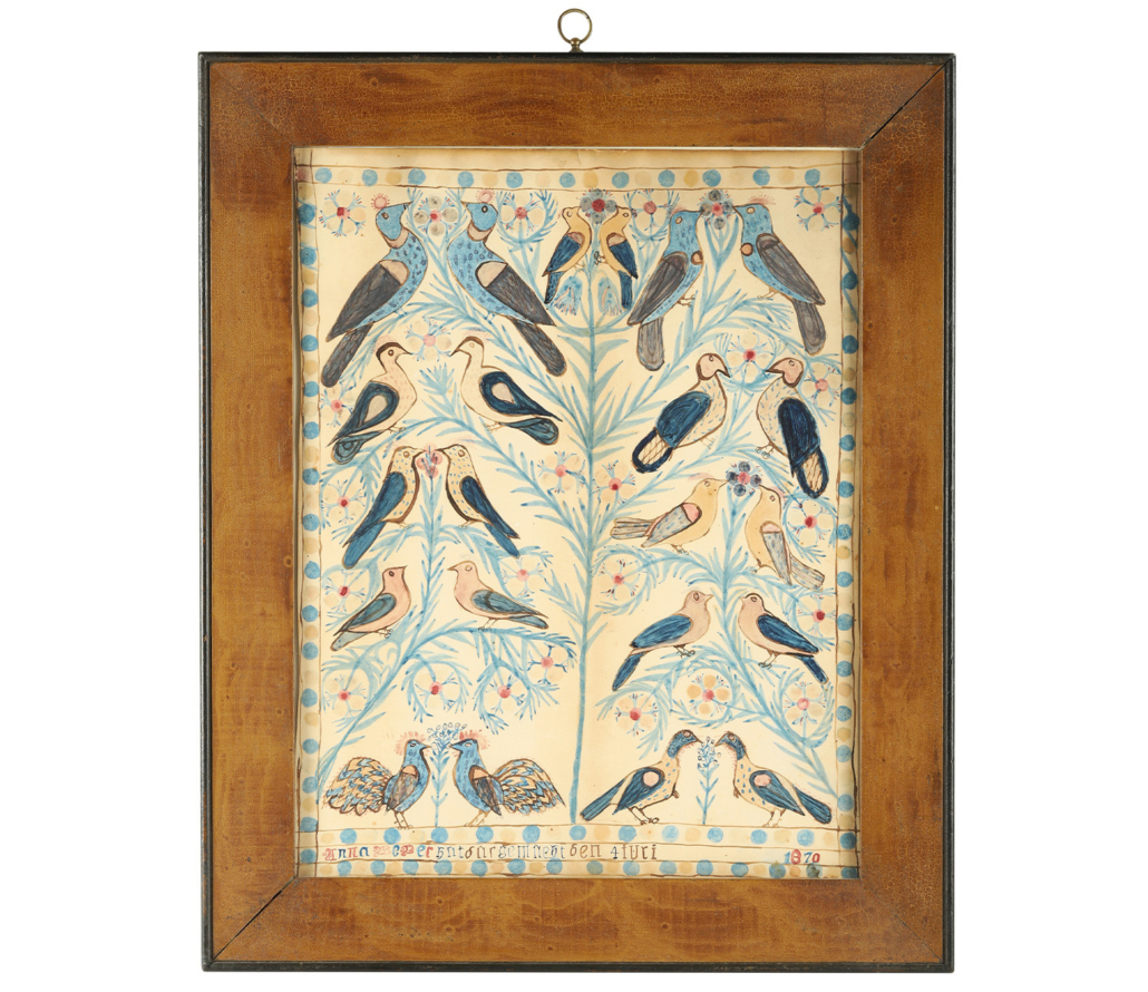 Large fraktur-type painting by Anna Weber, CA$27,140
