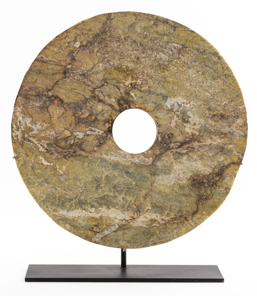 Chinese Neolithic period Liangzhu culture jade bi disc, est. $3,000-$5,000