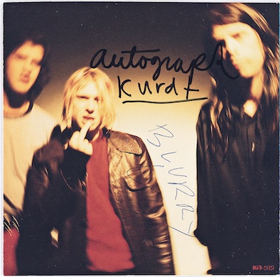 Nirvana’s ‘Nevermind’ CD signed by Kurt Cobain, est. $40,000-$60,000