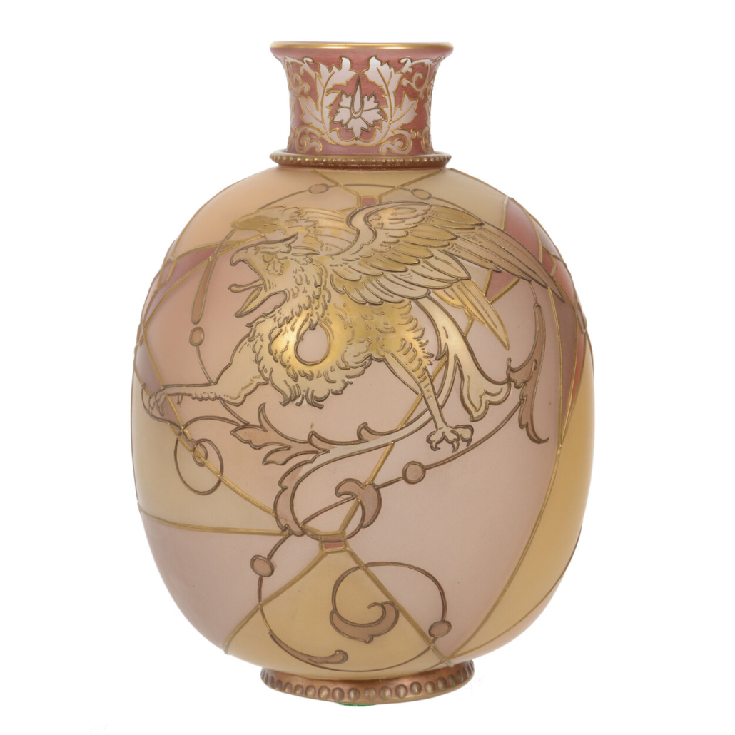 Unmarked Royal Flemish by Mt. Washington art glass vase, est. $2,000-$4,000