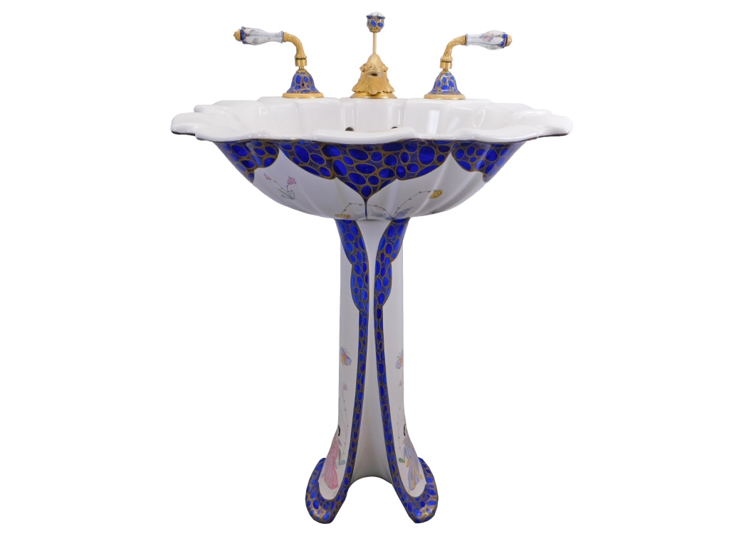 Chinoiserie porcelain sink set marked “Sherle Wagner Italy,” $8,125