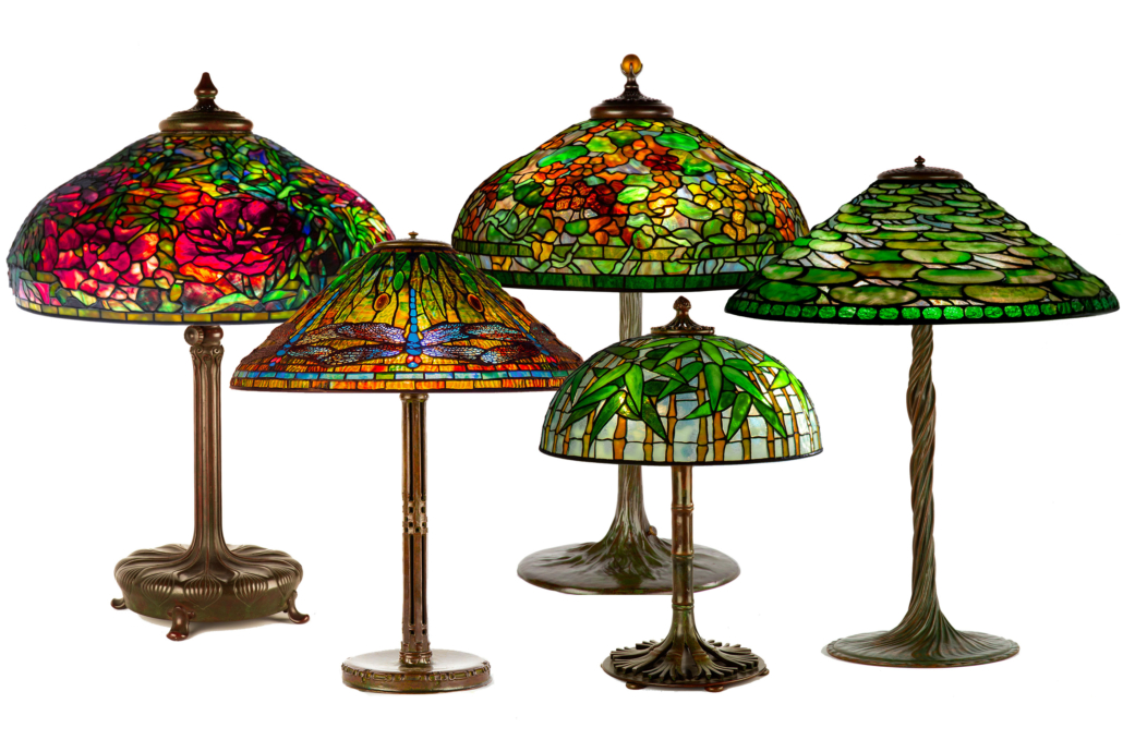 Assortment of Tiffany Studios lamps that were offered in the September 18 auction