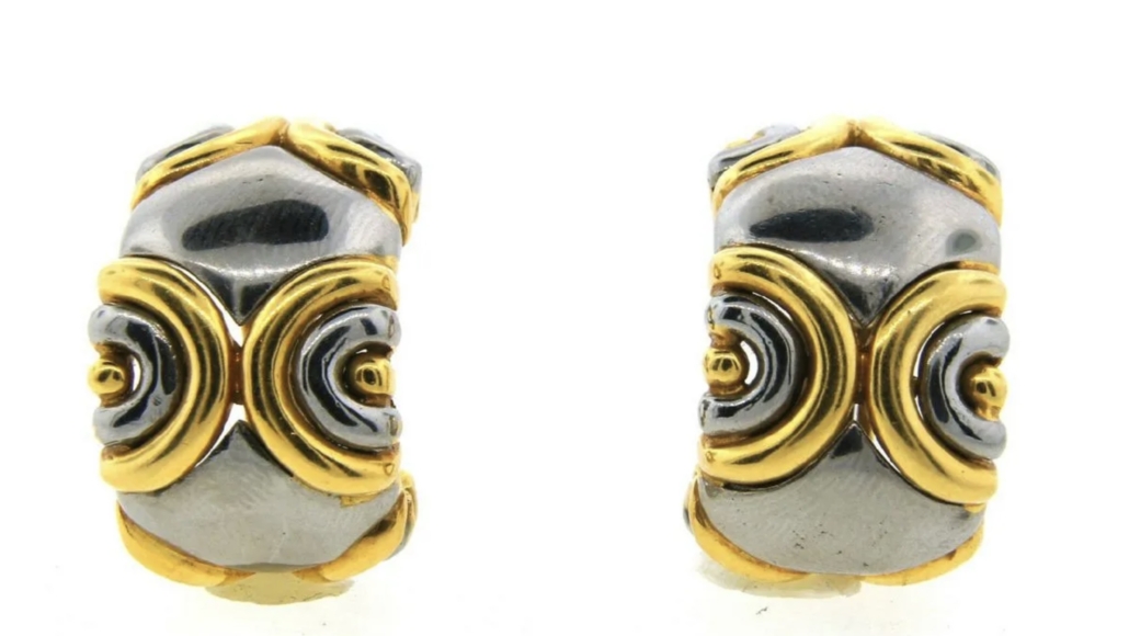 18K yellow and white gold earrings, est. $1,000-$1,200