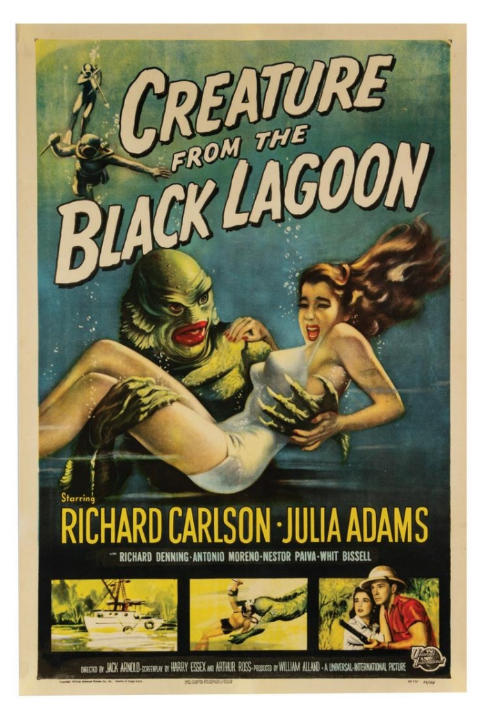 This one-sheet poster for the black and while 1954 film ‘Creature from the Black Lagoon’ sold for $20,000 in January 2021 at Van Eaton Galleries. Image courtesy of Van Eaton Galleries and LiveAuctioneers.