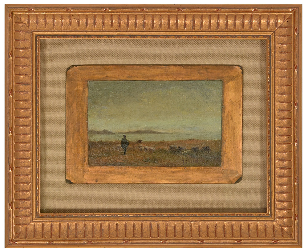 Thomas Moran oil-on-board landscape, est. $2,500-$3,500