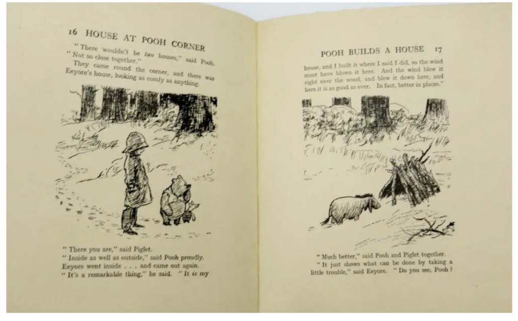 A limited-edition copy of Milne’s books printed on Japanese vellum, signed by both the author and illustrator, achieved $16,250 plus the buyer’s premium in July 2020 at Mike Clum Inc. Image courtesy of Mike Clum Inc.and LiveAuctioneers.