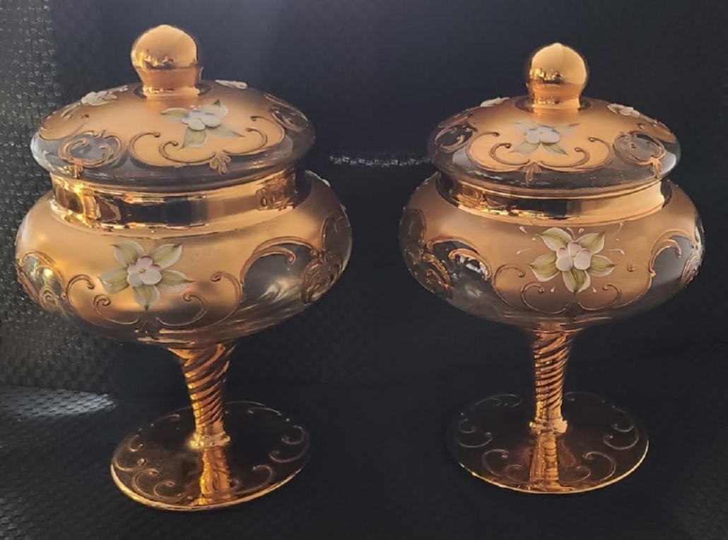 Italian Vetreria Murano Arte bowls with lids, est. $50-$5,000