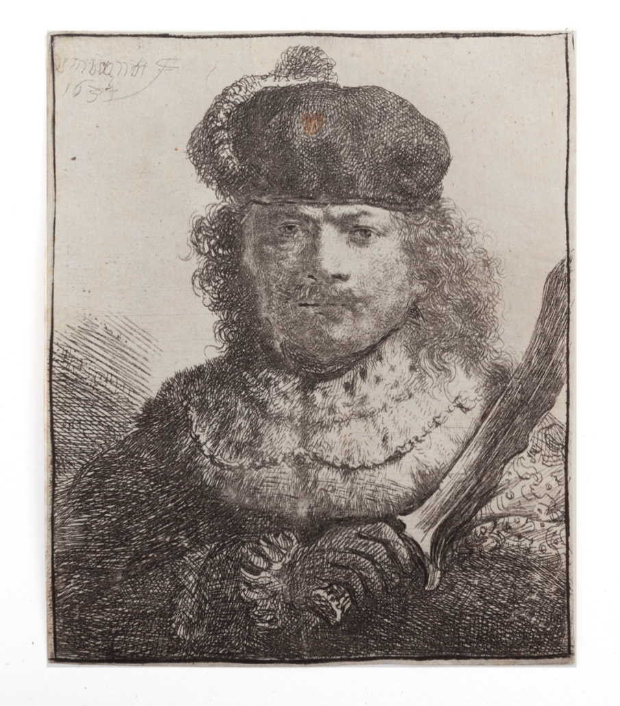 Rembrandt van Rijn, ‘Self-Portrait with Sabre,’ est. $10,000-$15,000