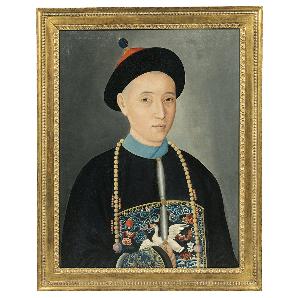 Portrait of a Hong merchant attributed to Spoilum, est. $50,000-$75,000. Image courtesy of Skinner, Inc. www.skinnerinc.com