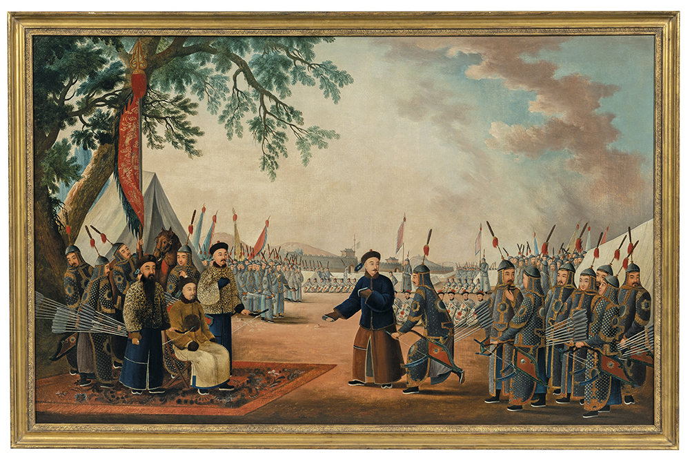 Historical scene depicting the reception of an Imperial Army, attributed to Spoilum or a follower, est. $50,000-$75,000. Image courtesy of Skinner, Inc. www.skinnerinc.com
