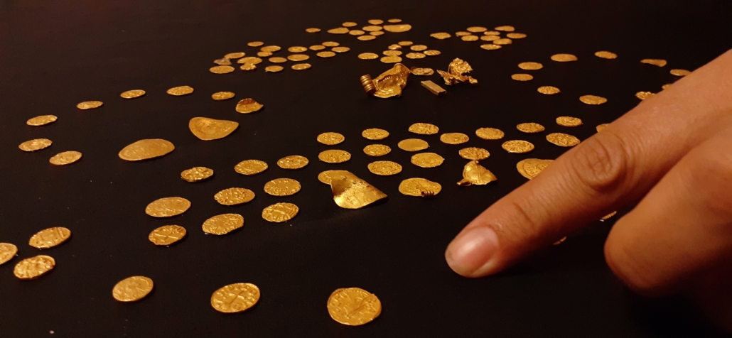 Another angle on the Anglo-Saxon gold hoard. Image provided by the British Museum