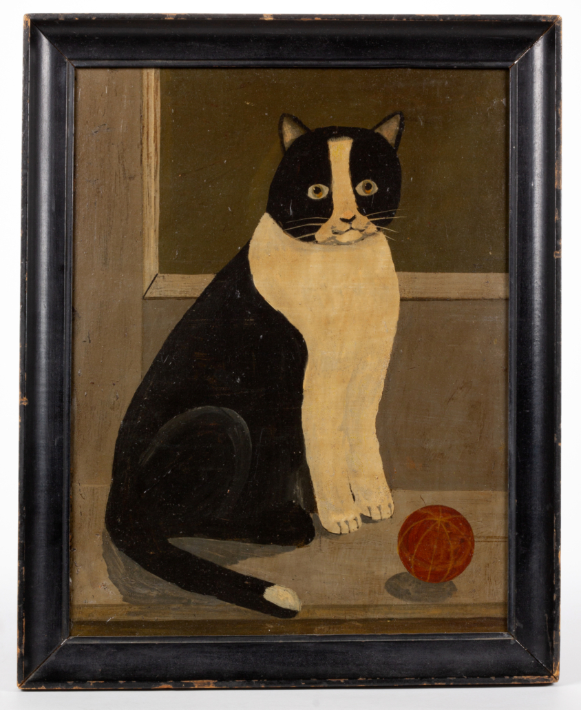 19th-century American folk art portrait of a cat, est. $5,000-$8,000