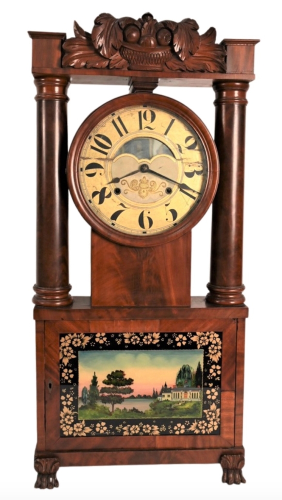 George Marsh hollow column mahogany shelf clock, $7,500