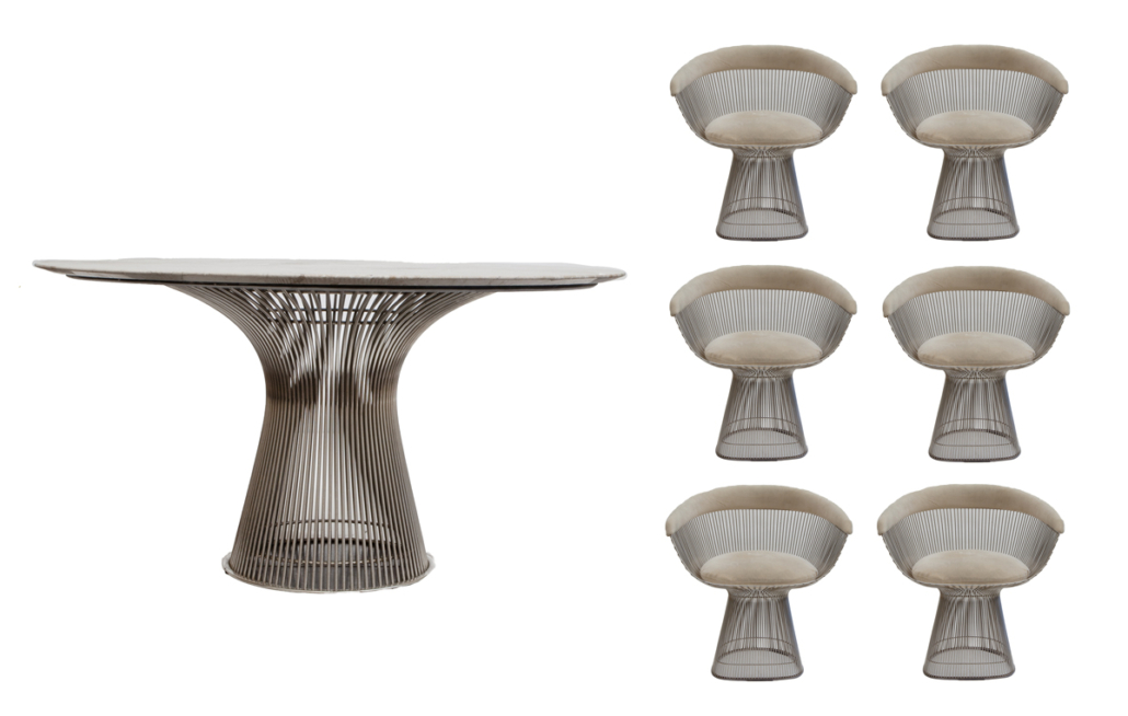 Circa-1970 Warren Platner for Knoll marble top dining table and six chairs, est. $3,000-$5,000