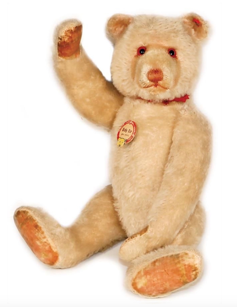 Steiff white mohair Dicky bear with all its IDs, $20,966